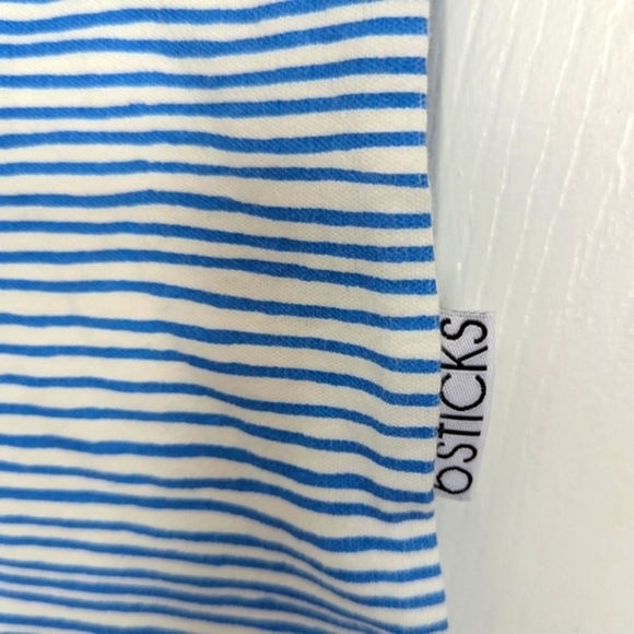 🎈Blue Striped Baby (12-18 Months) Long-Sleeve Onesie w/Snaps and Walrus Design - Picture 4 of 13